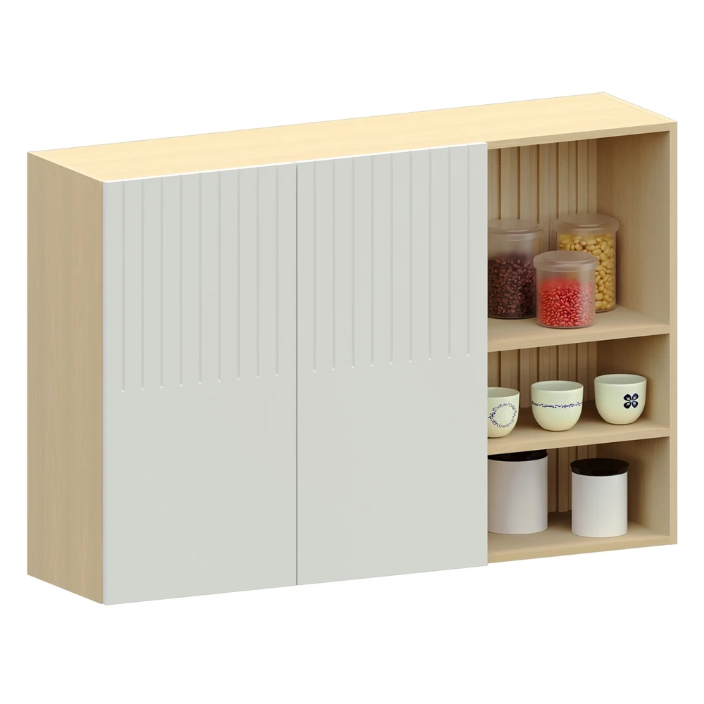 Armário de Cozinha 120cm 2 Portas Pierre Carvalho/Cinza L01 - Mpozenato