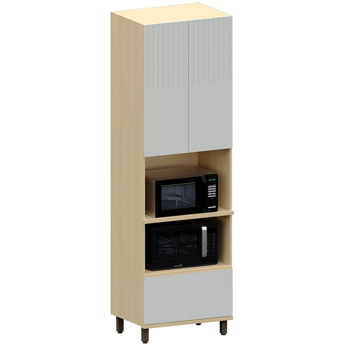 Paneleiro Cozinha Torre Quente 70cm Pierre Carvalho/Cinza L01 - Mpozenato