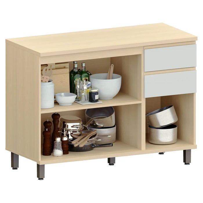 Balcão de Cozinha Com Tampo 120cm Pierre Carvalho/Cinza L01 - Mpozenato