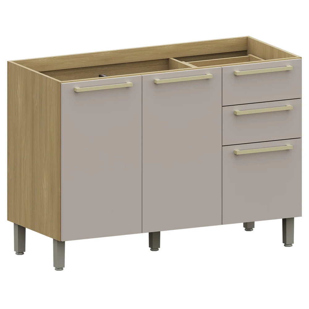 Balcão de Cozinha Para Pia 120cm Mirella Freijó/Cinammon L01 - Mpozenato