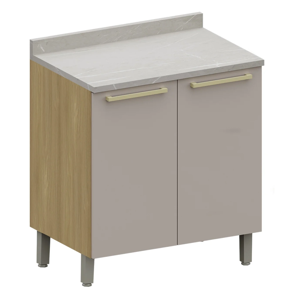 Balcão de Cozinha Com Tampo 80cm 2 Portas Mirella Freijó/Cinammon L01 - Mpozenato