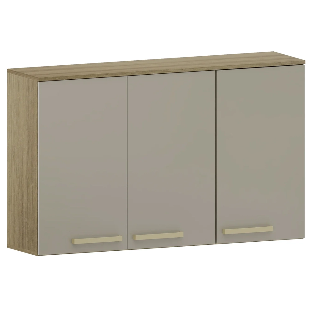 Armário de Cozinha Aéreo 120cm 3 Portas Nádia Mocca/Avelã L01 - Mpozenato