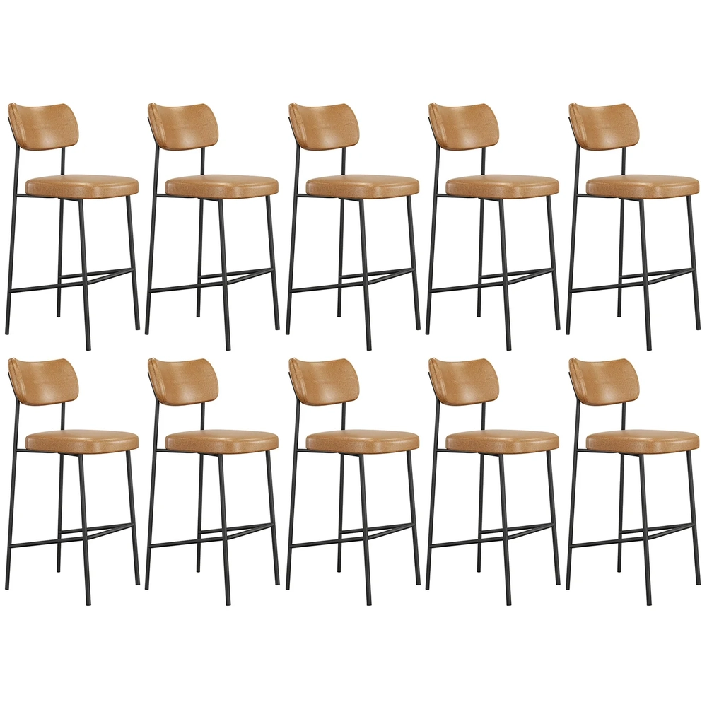 Banqueta Alta Bar Estofada Kit 10 Milli Sintético Caramelo A14 - Mpozenato