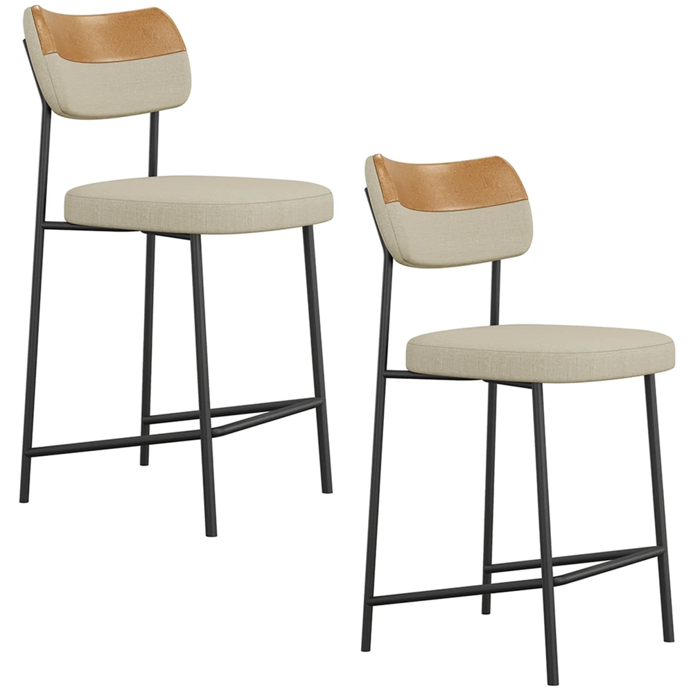 Banqueta Cozinha Média Kit 2 Milli Linho Caramelo/Areia A14 - Mpozenato