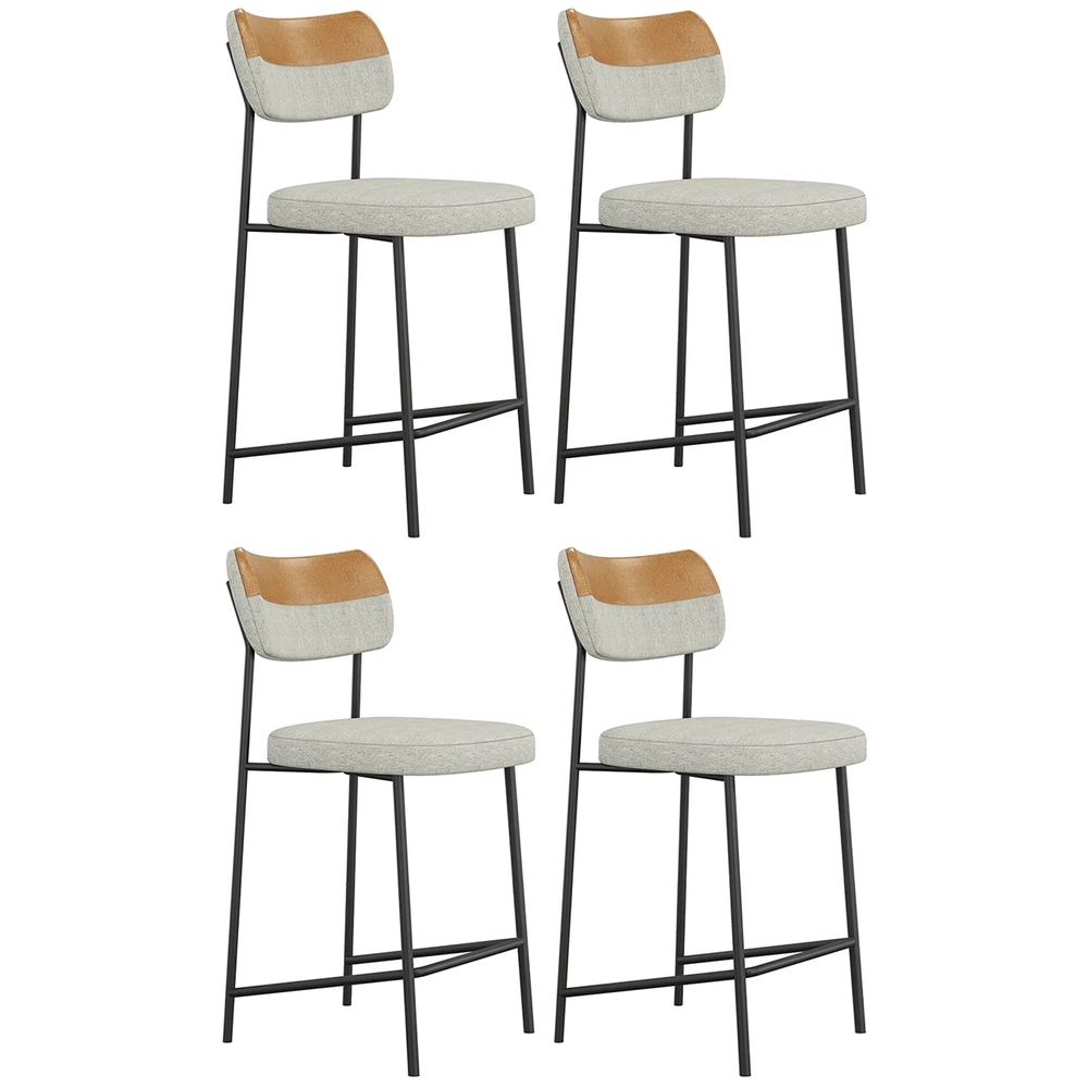 Banqueta Cozinha Média Kit 4 Milli Linho Caramelo/Cinza A14 - Mpozenato