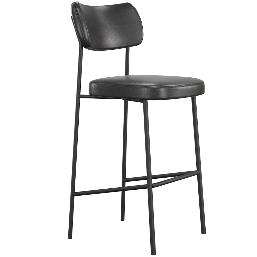 Banqueta Alta Bar Estofada Milli Sintético Preto A14        - Mpozenato