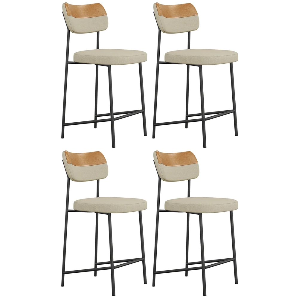 Banqueta Cozinha Média Kit 4 Milli Linho Caramelo/Areia A14 - Mpozenato