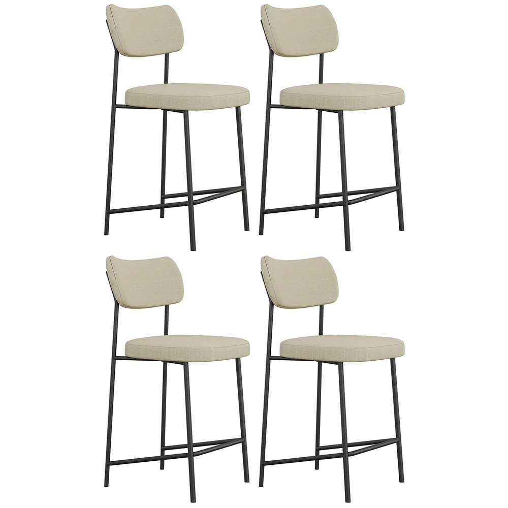 Banqueta Cozinha Média Kit 4 Milli Linho Areia A14          - Mpozenato