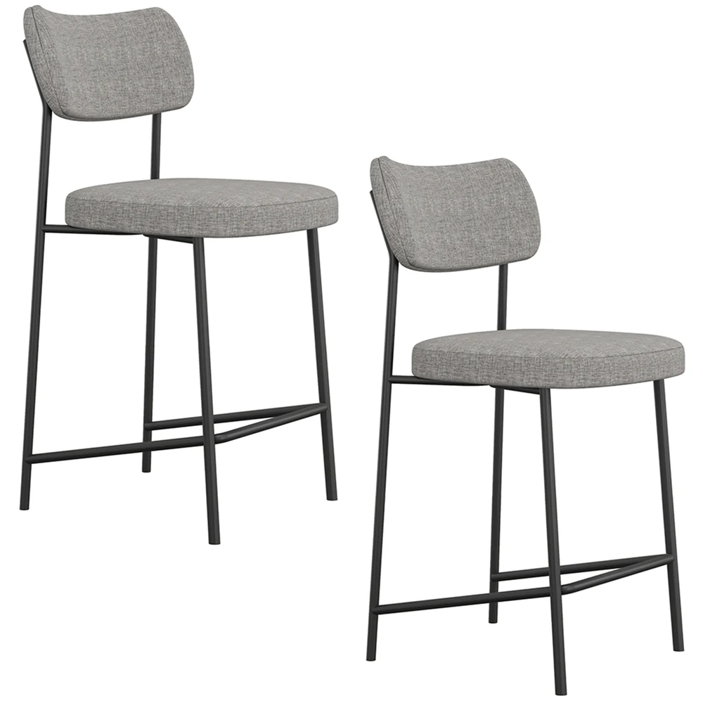 Banqueta Cozinha Média Kit 2 Milli Linho Cinza A14          - Mpozenato