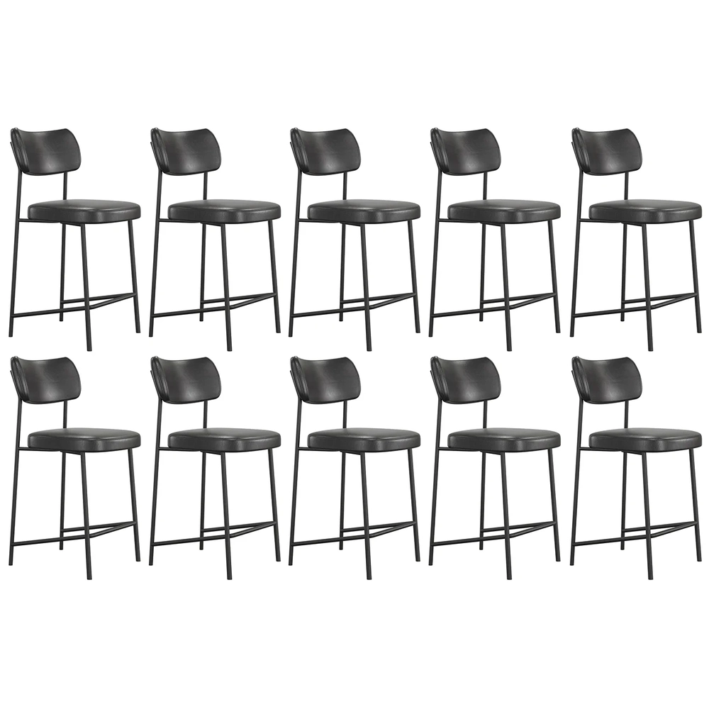 Banqueta Cozinha Média Kit 10 Milli Sintético Preto A14     - Mpozenato