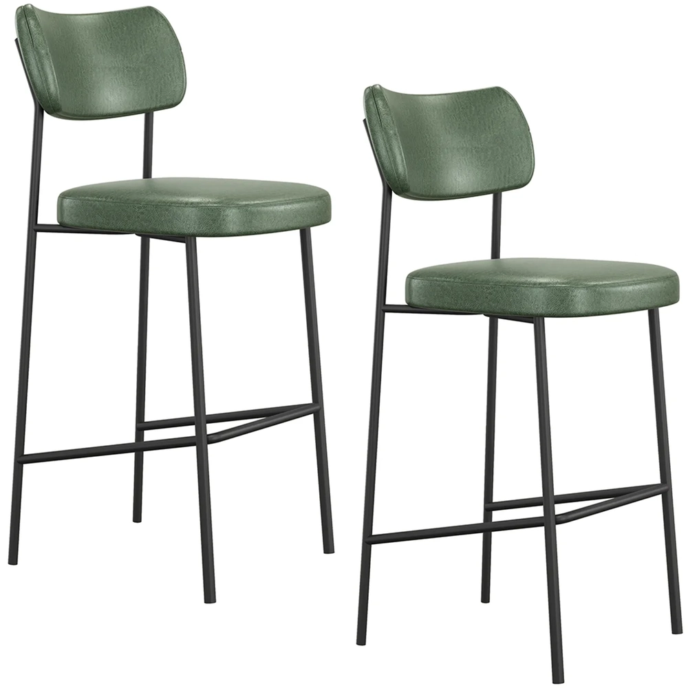 Banqueta Alta Bar Estofada Kit 2 Milli Sintético Verde A14  - Mpozenato
