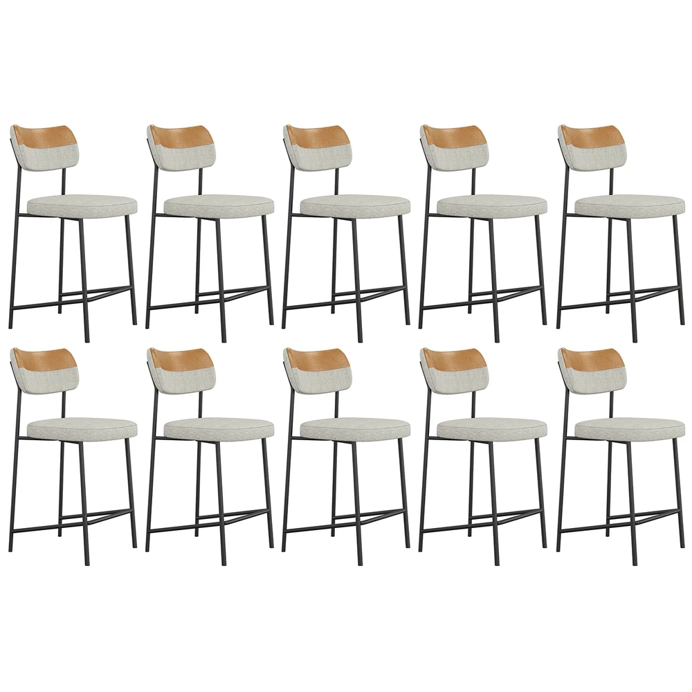 Banqueta Cozinha Média Kit 10 Milli Linho Caramelo/Cinza A14 - Mpozenato