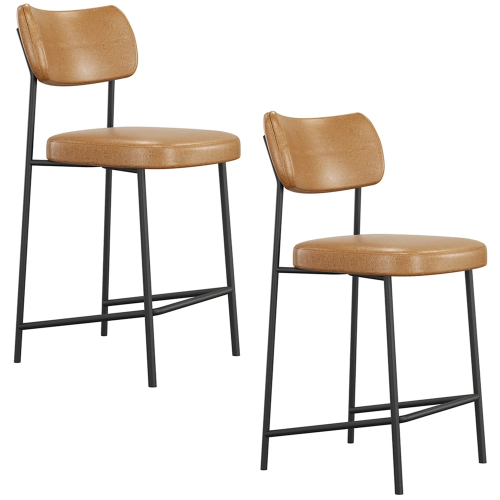 Banqueta Cozinha Média Kit 2 Milli Sintético Caramelo A14   - Mpozenato