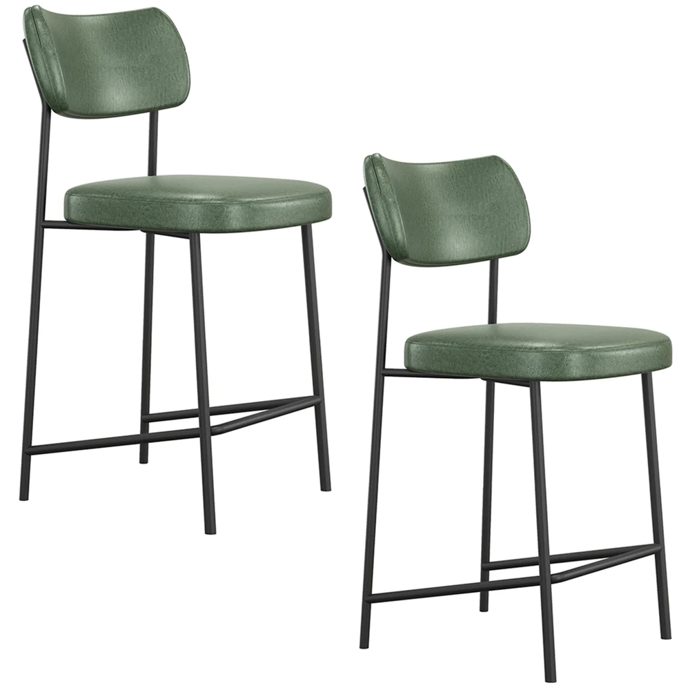 Banqueta Cozinha Média Kit 2 Milli Sintético Verde A14      - Mpozenato