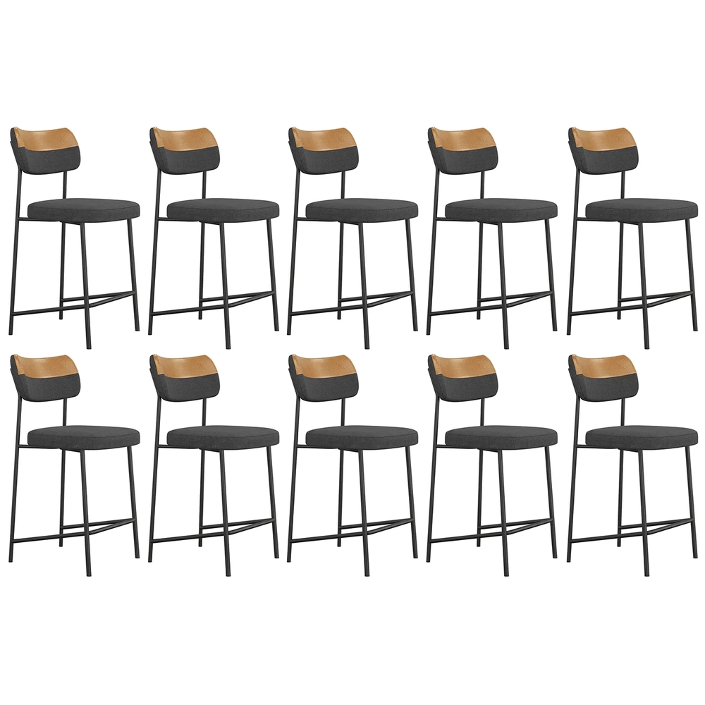 Banqueta Cozinha Média Kit 10 Milli Linho Grafite/Caramelo A14 - Mpozenato