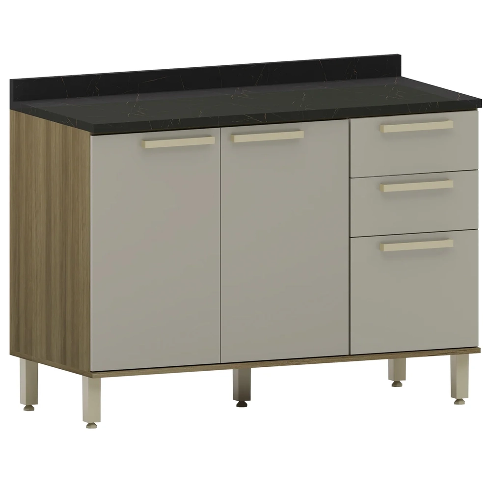 Balcão de Cozinha Com Tampo 120cm Nádia Mocca/Avelã L01 - Mpozenato