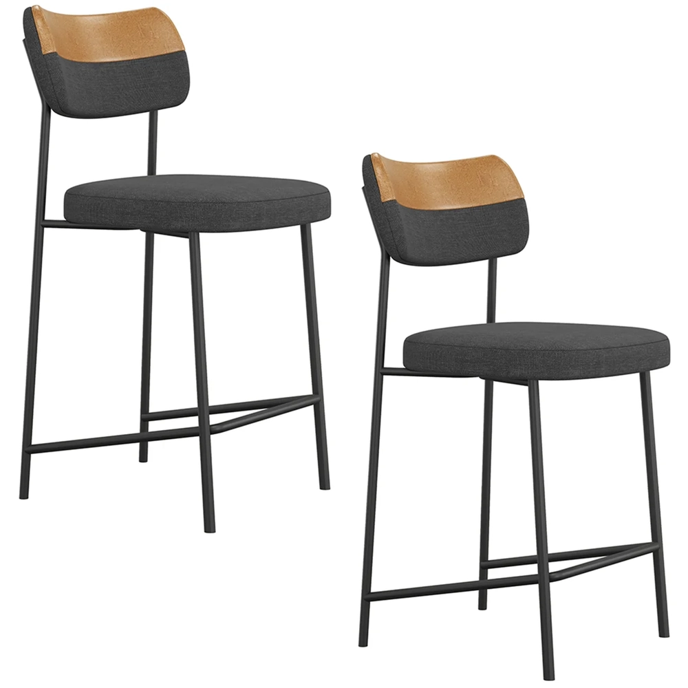 Banqueta Cozinha Média Kit 2 Milli Linho Grafite/Caramelo A14 - Mpozenato