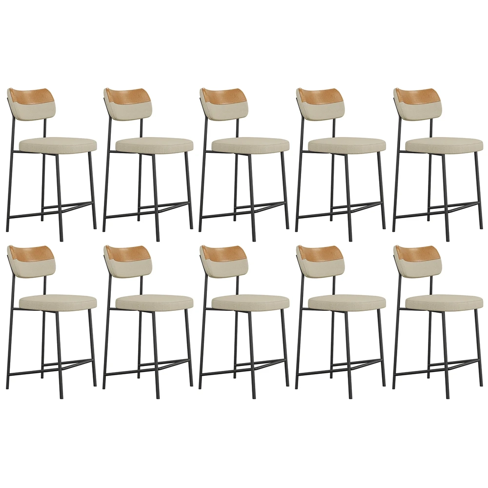 Banqueta Cozinha Média Kit 10 Milli Linho Caramelo/Areia A14 - Mpozenato