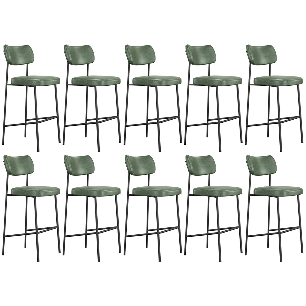 Banqueta Alta Bar Estofada Kit 10 Milli Sintético Verde A14 - Mpozenato