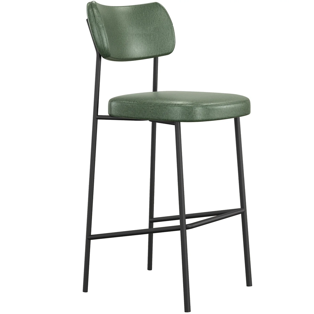 Banqueta Alta Bar Estofada Milli Sintético Verde A14        - Mpozenato