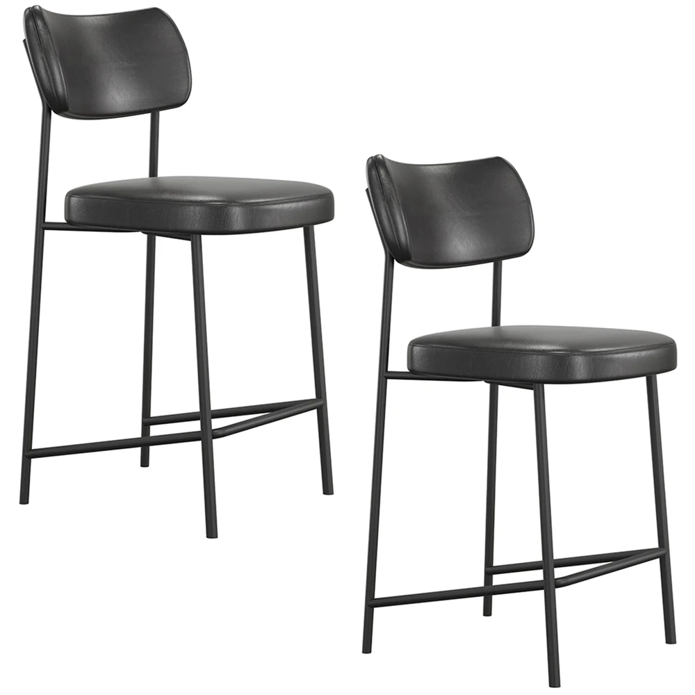 Banqueta Cozinha Média Kit 2 Milli Sintético Preto A14      - Mpozenato