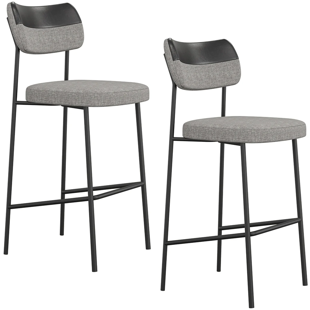 Banqueta Alta Bar Estofada Kit 2 Milli Linho Cinza/Preto A14 - Mpozenato