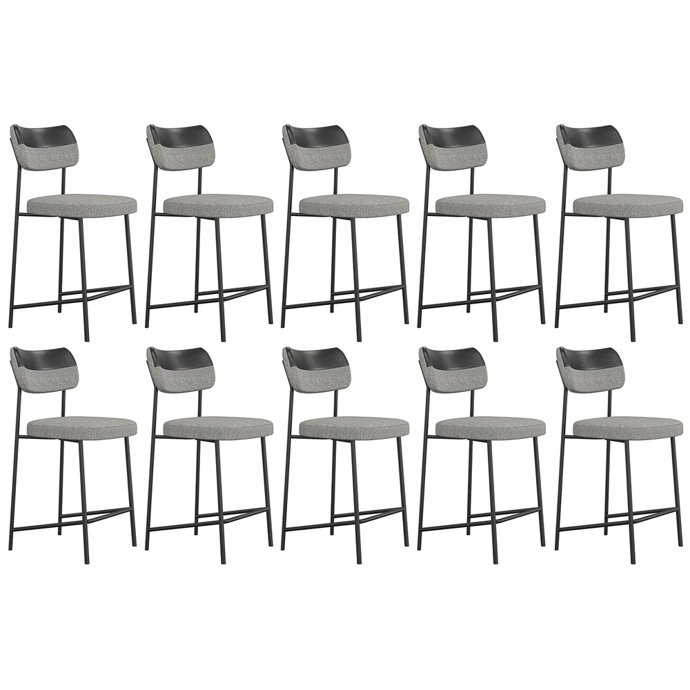 Banqueta Cozinha Média Kit 10 Milli Linho Cinza/Preto A14   - Mpozenato