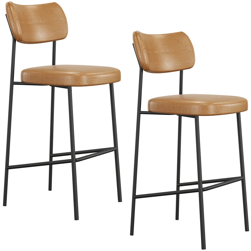 Banqueta Alta Bar Estofada Kit 2 Milli Sintético Caramelo A14 - Mpozenato