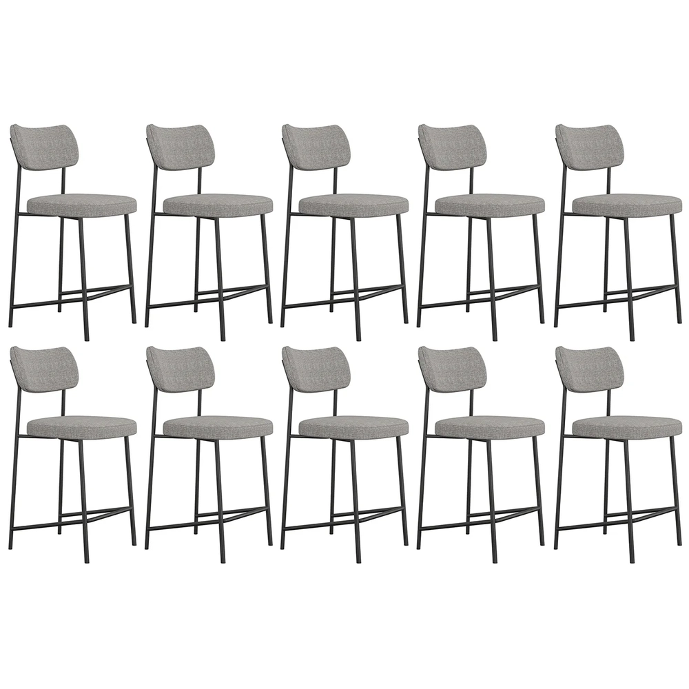 Banqueta Cozinha Média Kit 10 Milli Linho Cinza A14          - Mpozenato