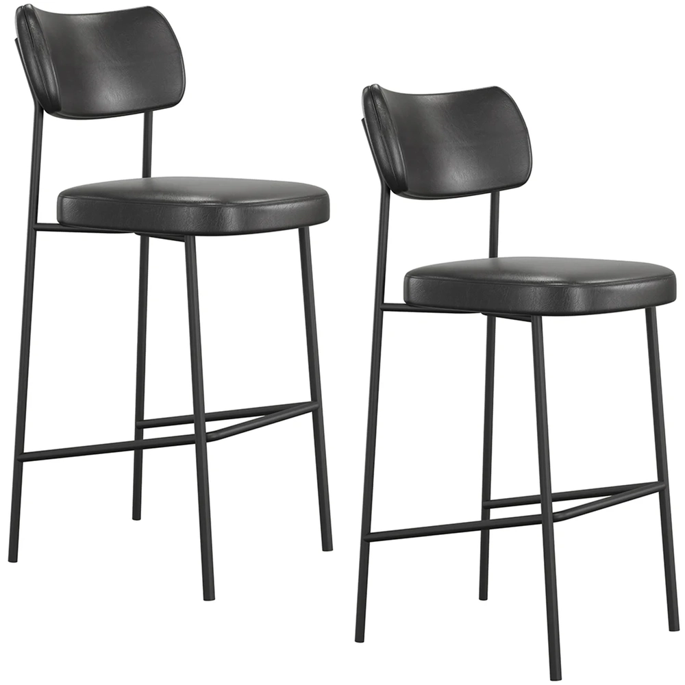 Banqueta Alta Bar Estofada Kit 2 Milli Sintético Preto A14   - Mpozenato