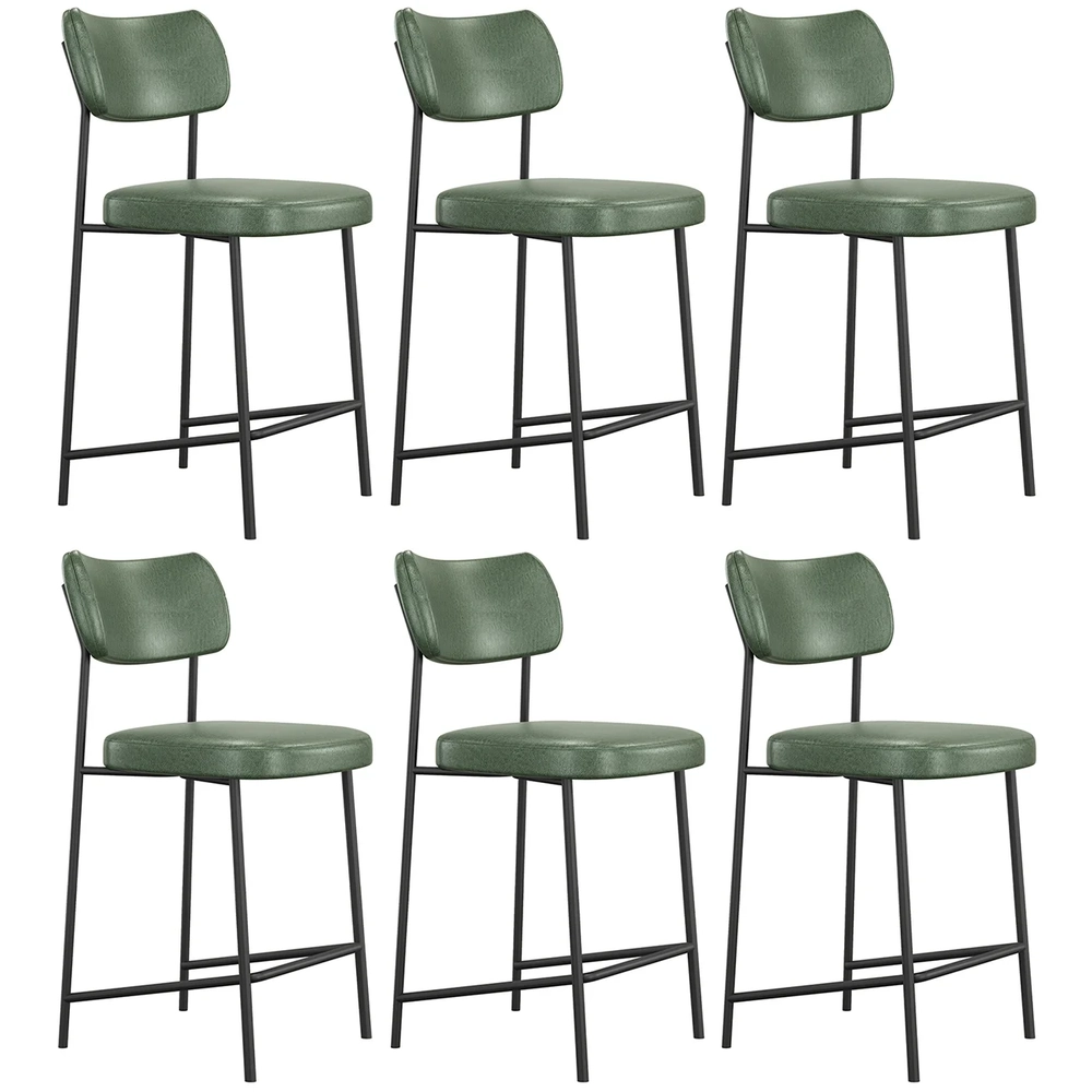 Banqueta Cozinha Média Kit 6 Milli Sintético Verde A14      - Mpozenato