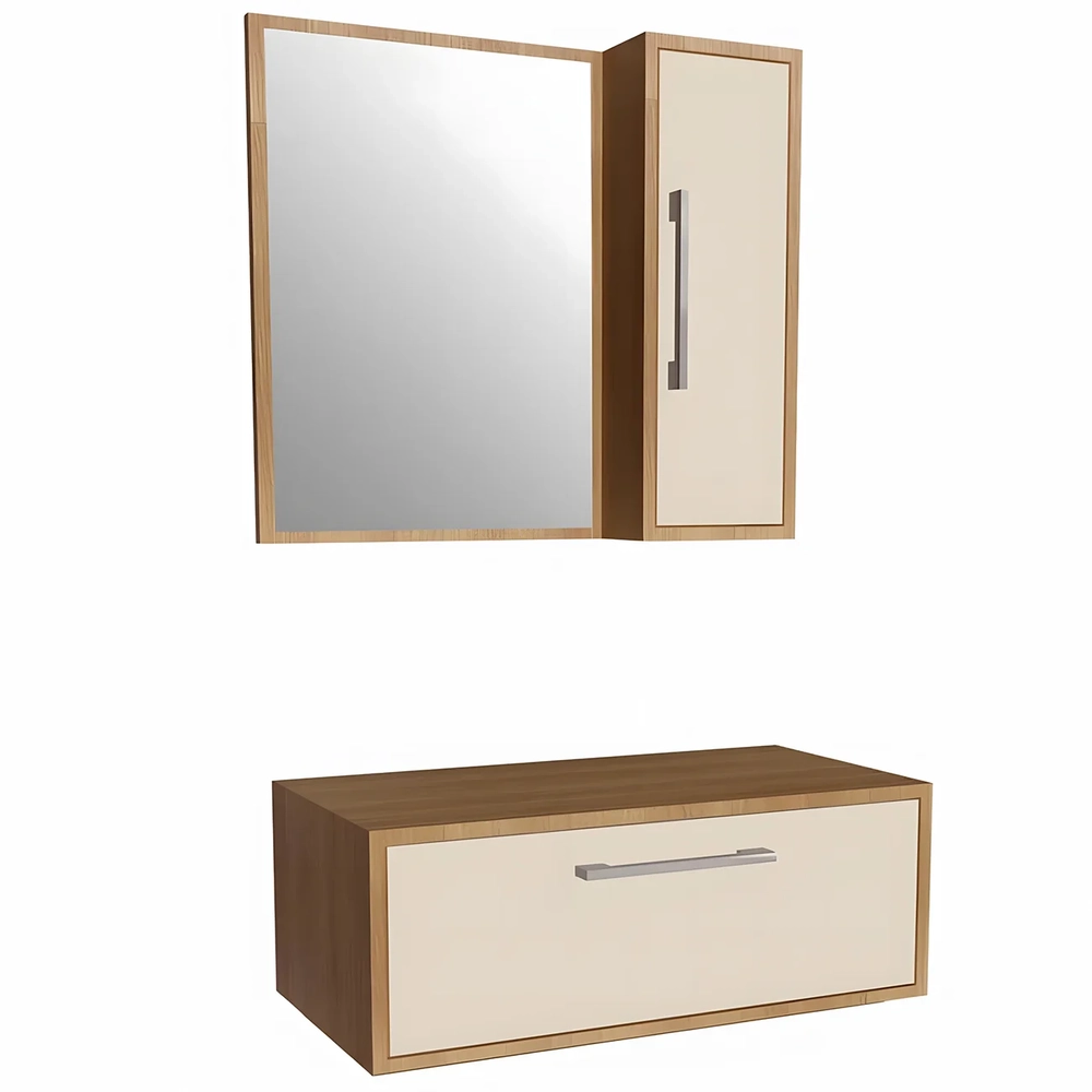 Gabinete Banheiro Para Cuba com Espelho Ingrid Mel/Arenas F10 - Mpozenato