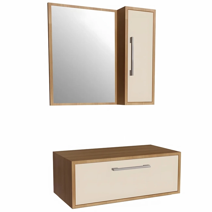 Gabinete Banheiro Para Cuba com Espelho Ingrid Mel/Arenas F10 - Mpozenato