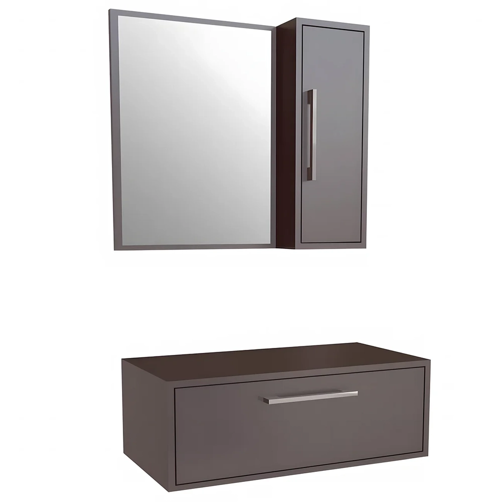 Gabinete Banheiro Para Cuba com Espelho Ingrid Grafite F10  - Mpozenato