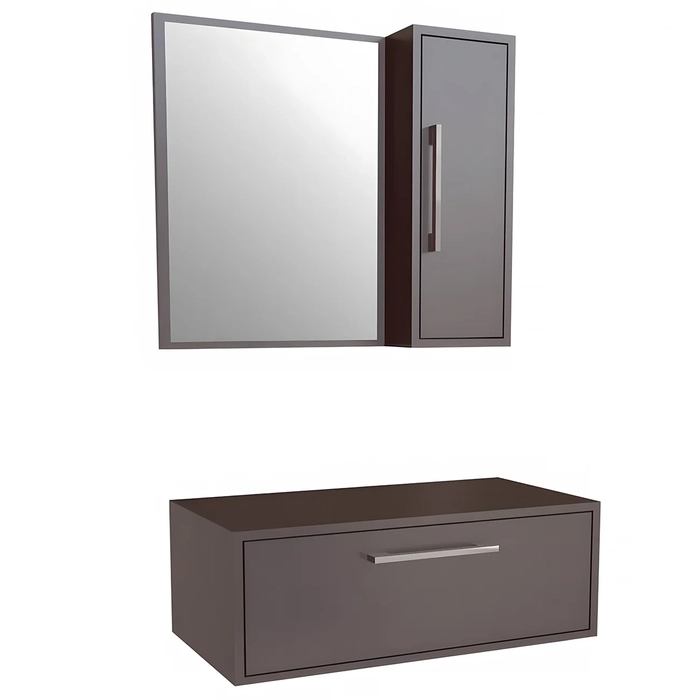 Gabinete Banheiro Para Cuba com Espelho Ingrid Grafite F10  - Mpozenato