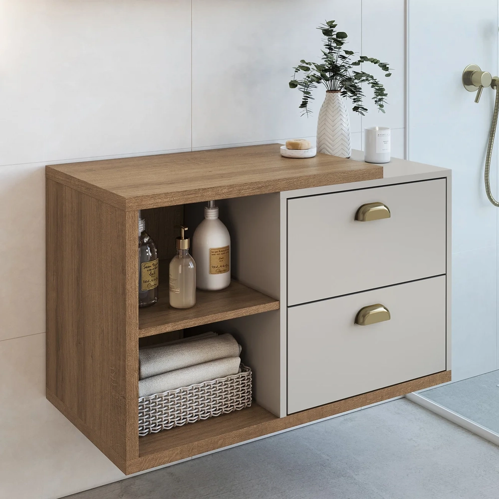 Gabinete de Banheiro 80cm Para Cuba 2 Portas Fael Mel/Arenas F10 - Mpozenato