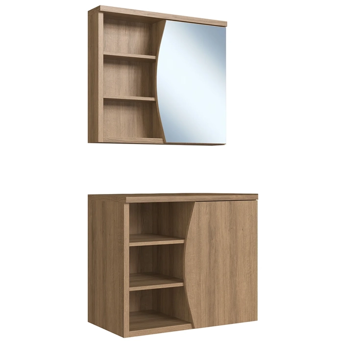 Gabinete de Banheiro 70cm Para Cuba e Espelheira Luanda Mel F10 - Mpozenato