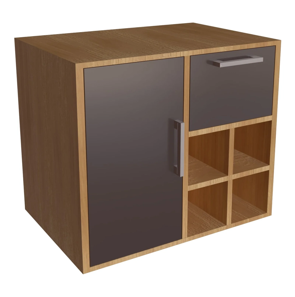 Gabinete Banheiro 68cm Para Cuba 1 Porta Nanna Mel/GrafiteF10 - Mpozenato