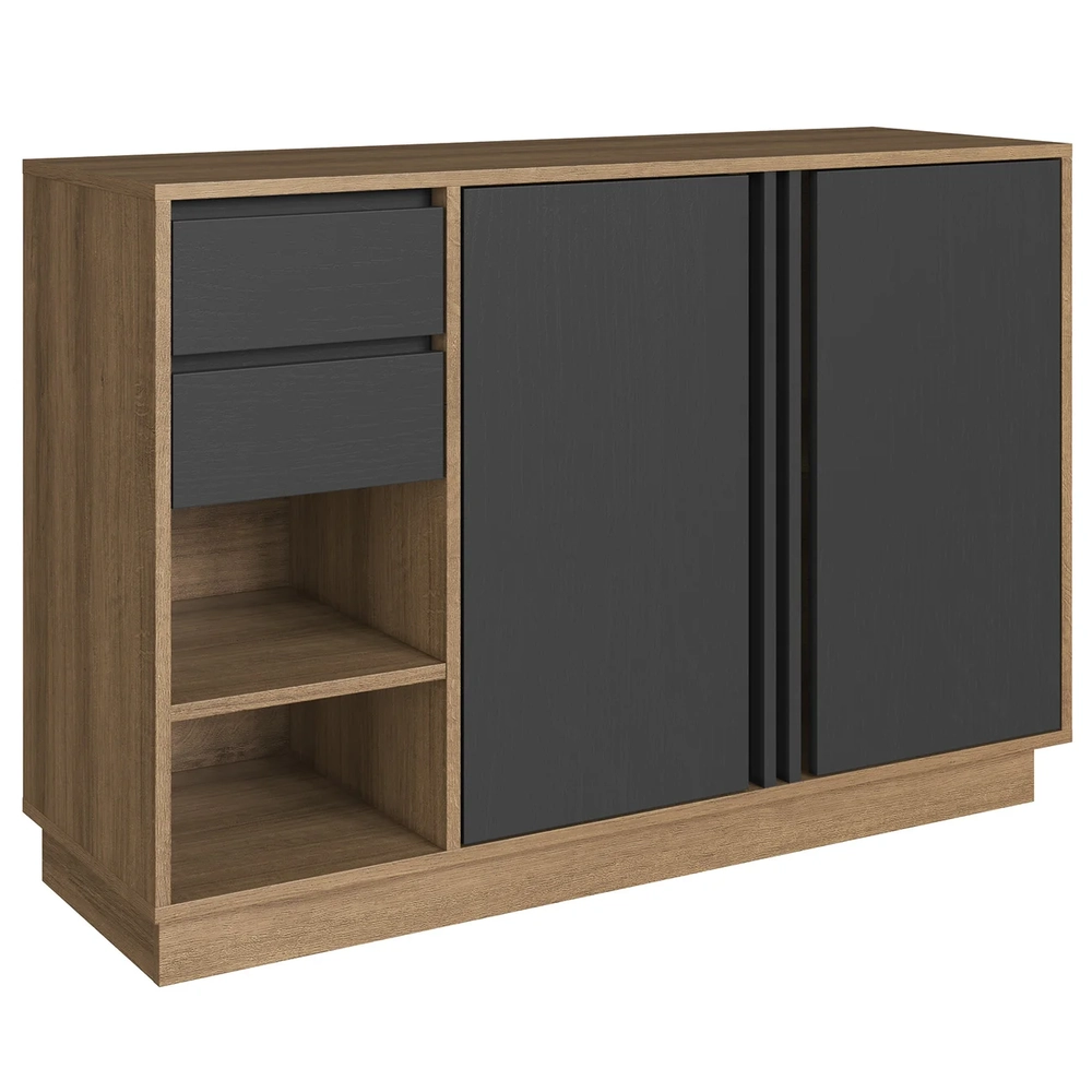 Balcão Para Escritório 110cm 2 Portas Rael Mel/Grafite F10  - Mpozenato