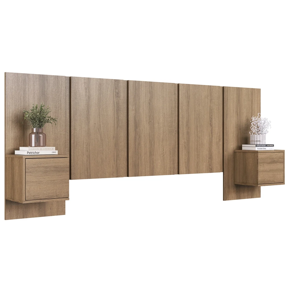 Cabeceira Cama Queen 220cm e Mesas Laterais Ohana Mel A05 - Mpozenato