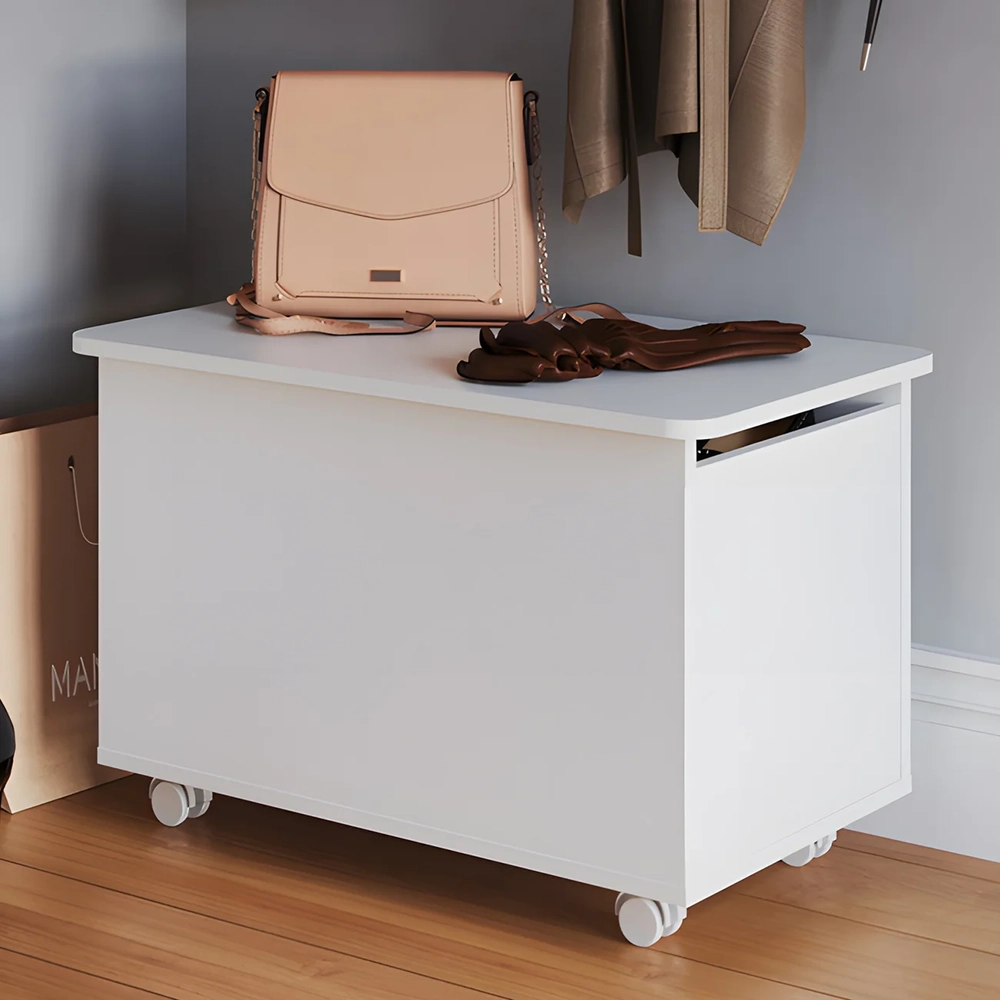 Caixa Organizadora Brinquedos com Rodízio Juno Branco A05  - Mpozenato 