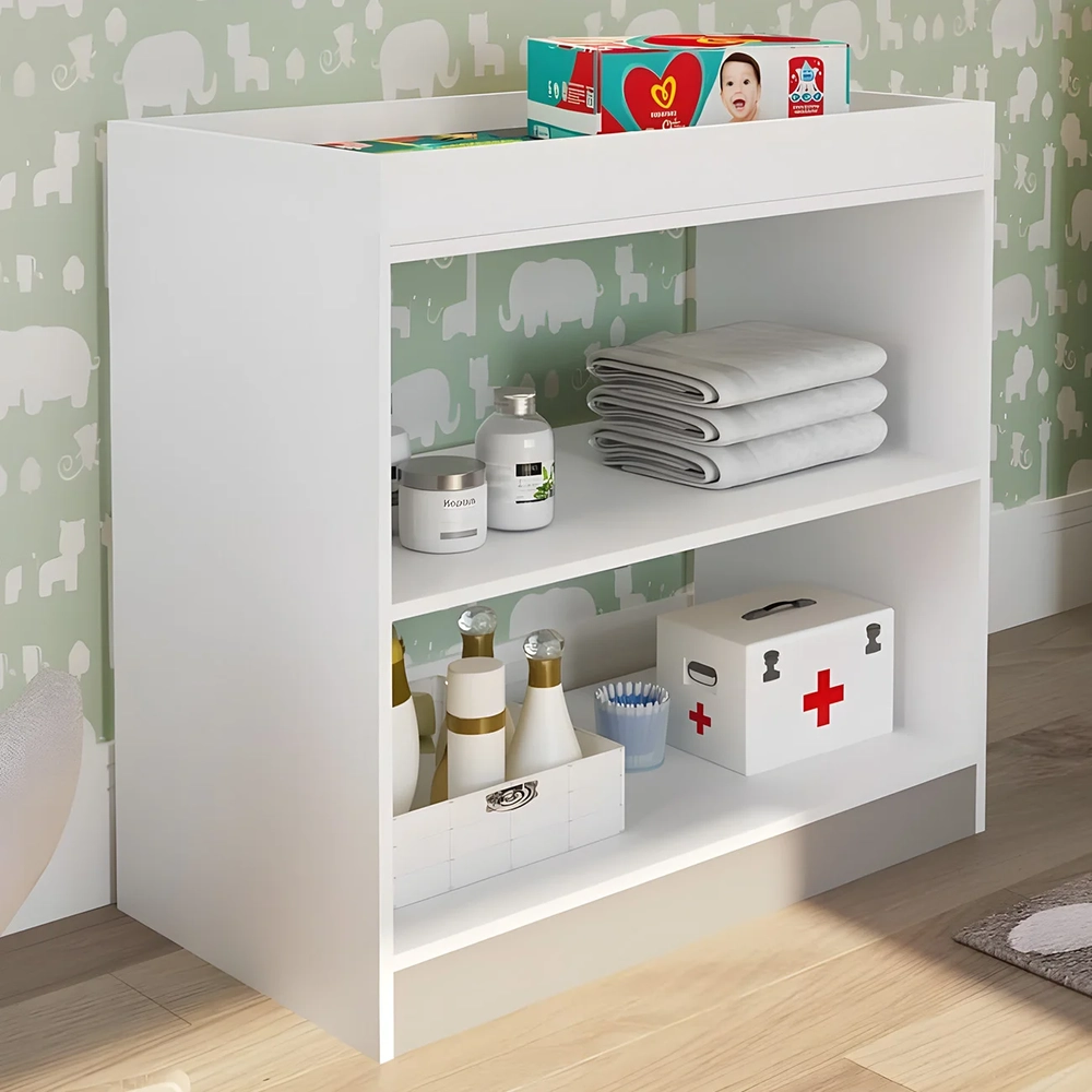 Trocador Bebê Fraldário com 1 Prateleira Juno Branco A05   - Mpozenato 