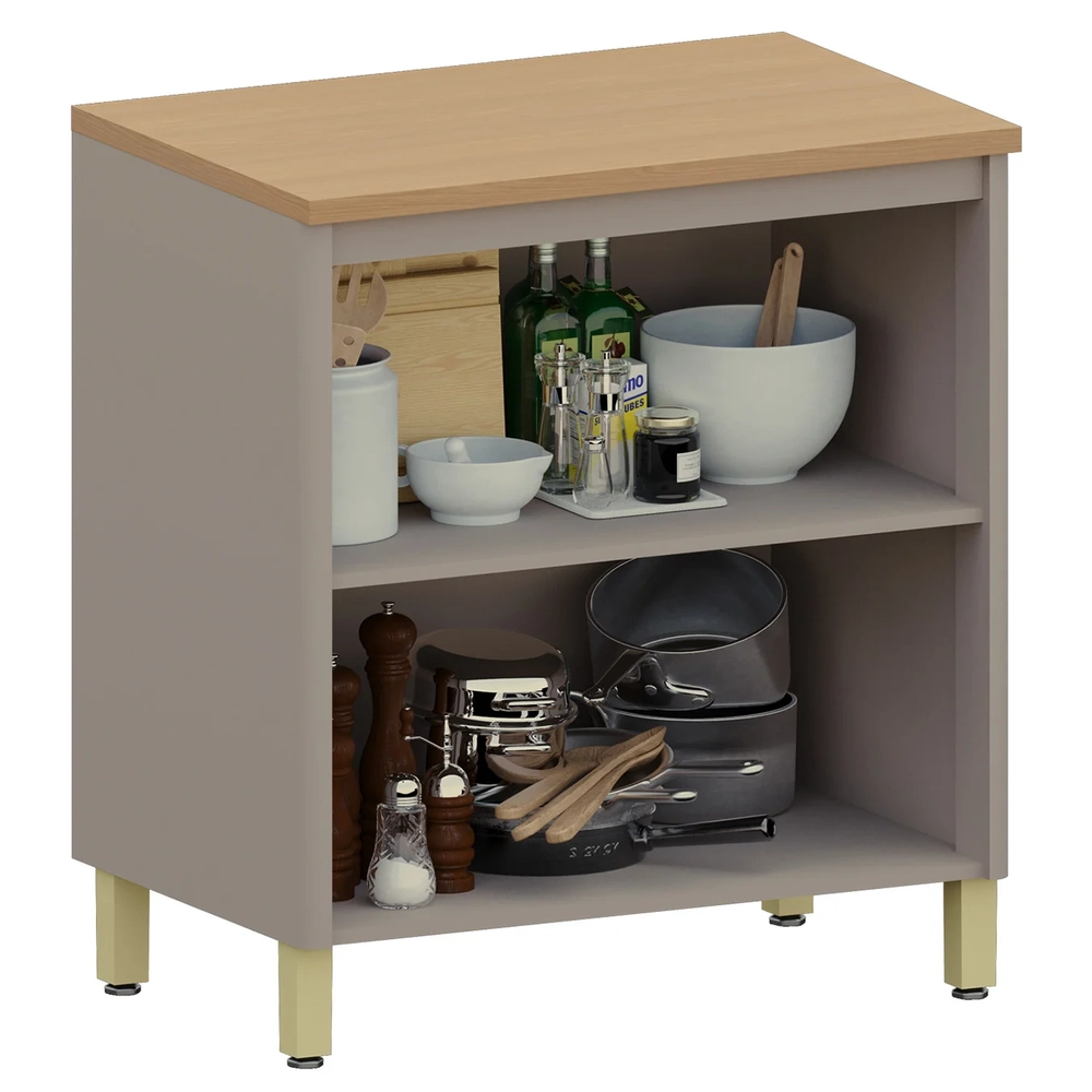 Balcão de Cozinha Com Tampo 80cm 2 Portas Marina Cinammon L01 - Mpozenato