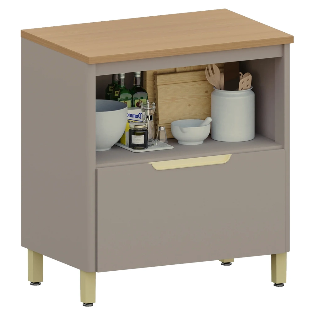 Balcão de Cozinha Com Tampo 80cm 1 Porta Marina Cinammon L01 - Mpozenato