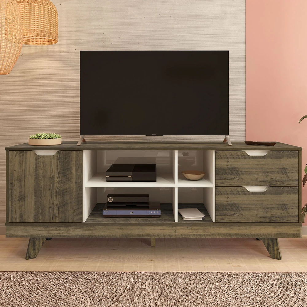 Rack Tv 65 Pol 160cm com 1 Porta Jaina Pinho/Off White A09 - Mpozenato 