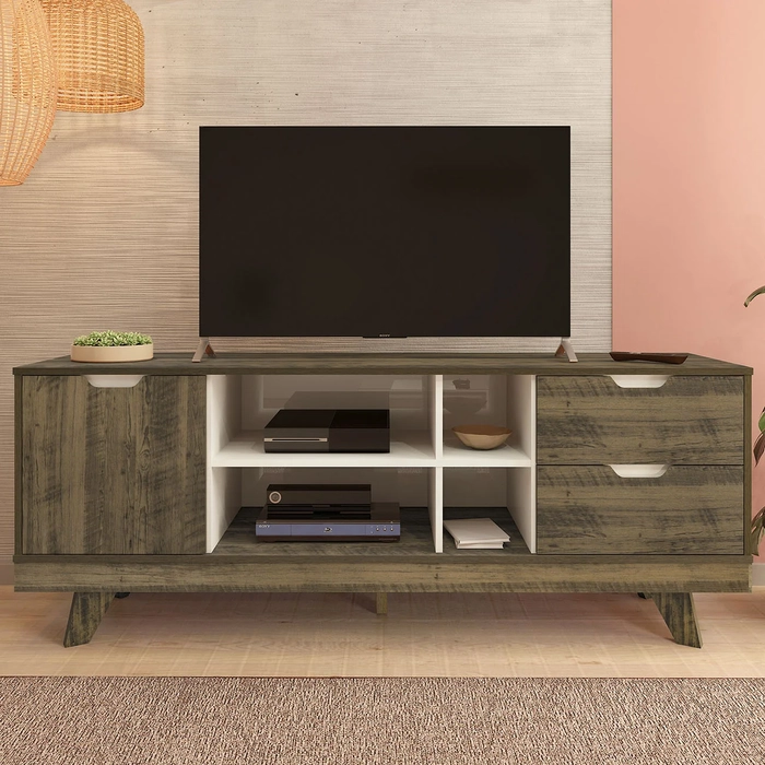 Rack Tv 65 Pol 160cm com 1 Porta Jaina Pinho/Off White A09 - Mpozenato 