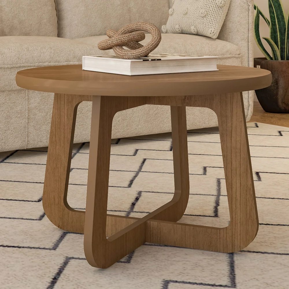 Mesa Centro Redonda 65cm Para Sala MDF Rexxar Cinamomo A09  - Mpozenato