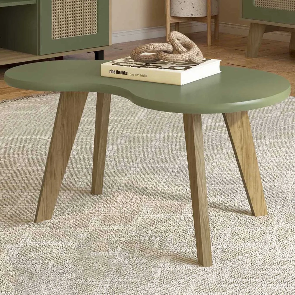 Mesa de Centro Orgânica 90cm Para Sala Cassia Menta A09     - Mpozenato