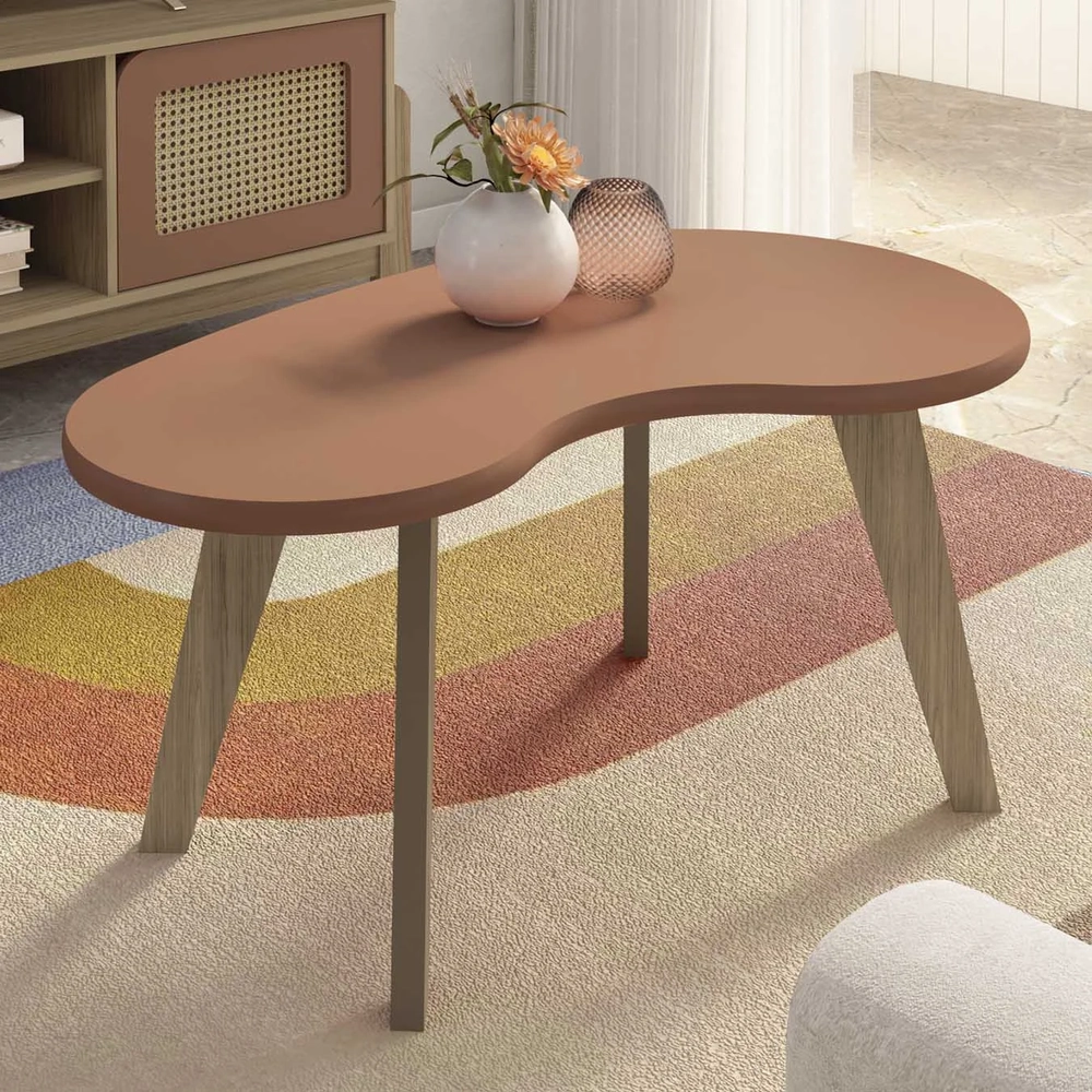 Mesa de Centro Orgânica 90cm Para Sala Cassia Terracota A09 - Mpozenato