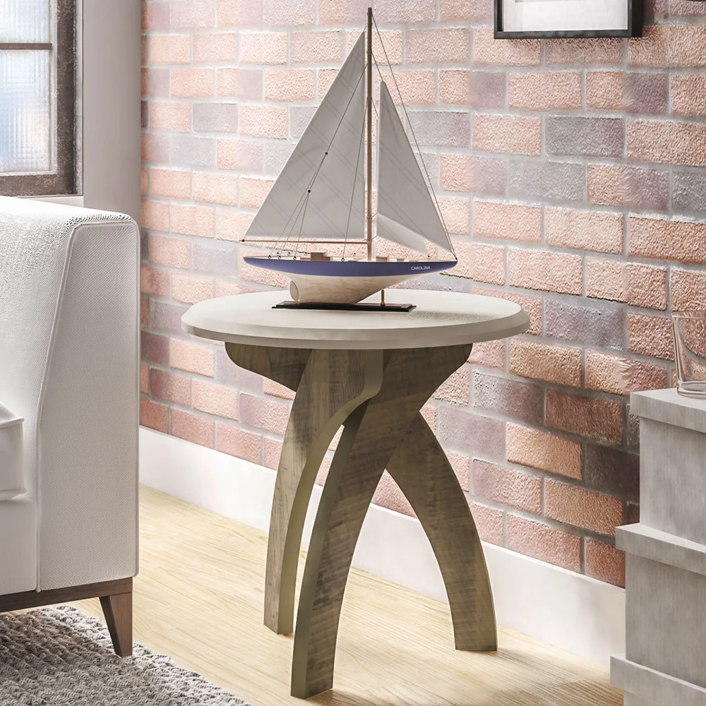 Mesa de Canto Lateral 50cm Para Sala Leeroy Off/Pinho A09   - Mpozenato